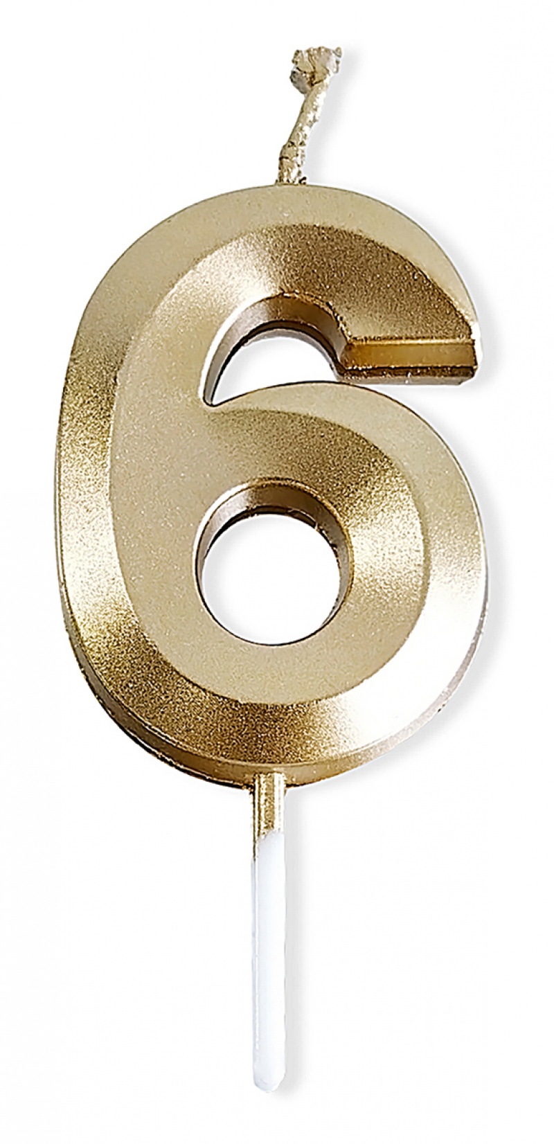 Świeczka PARTY GO, cyfra 6, 4,8cm, złota, Okolicznościowe, Gadżety