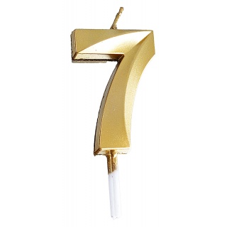 Świeczka PARTY GO, cyfra 7, 4,8cm, złota, Okolicznościowe, Gadżety