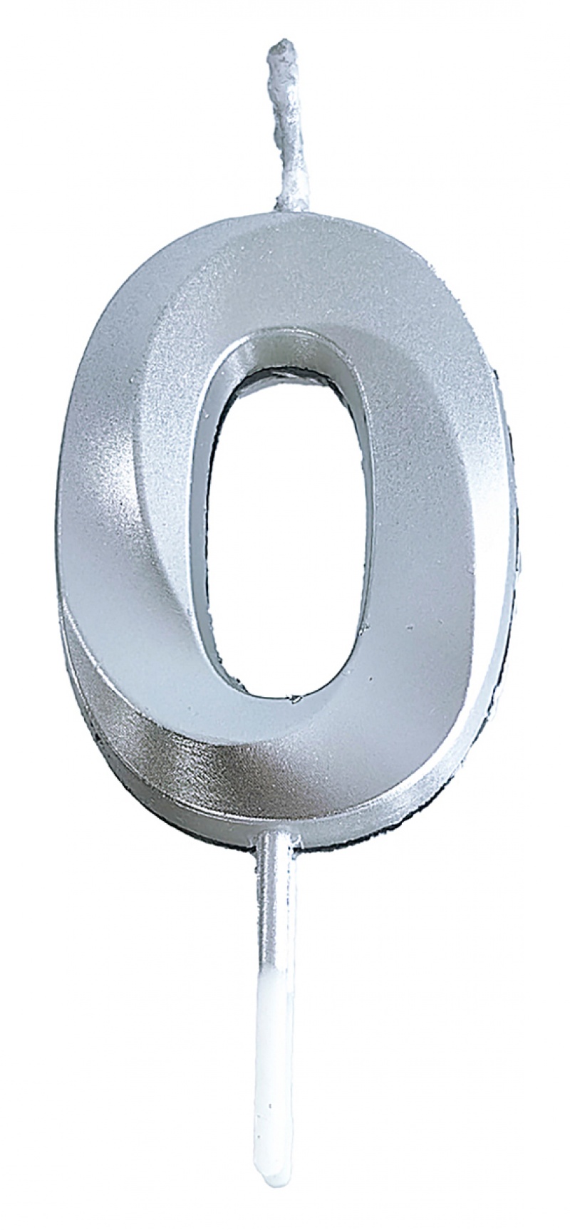 Świeczka PARTY GO, cyfra 0, 4,8cm, srebrna, Okolicznościowe, Gadżety
