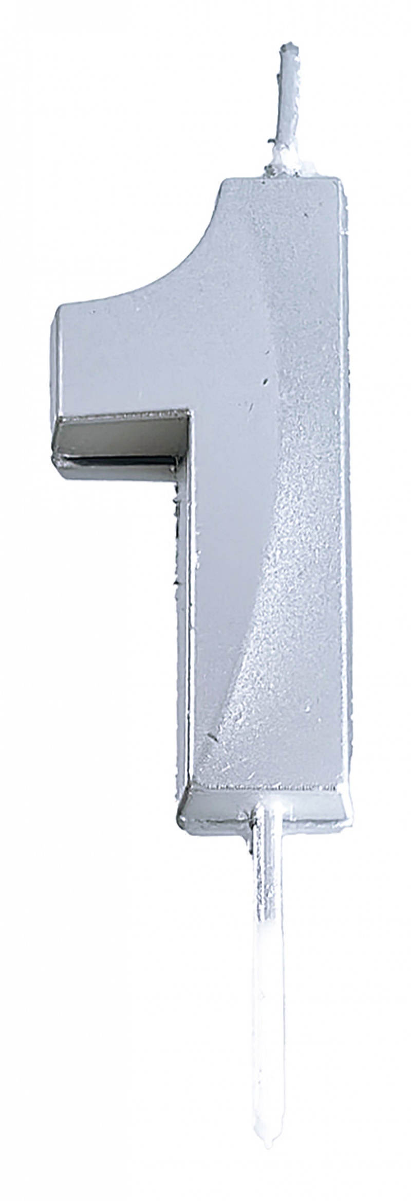 Świeczka PARTY GO, cyfra 1, 4,8cm, srebrna, Okolicznościowe, Gadżety