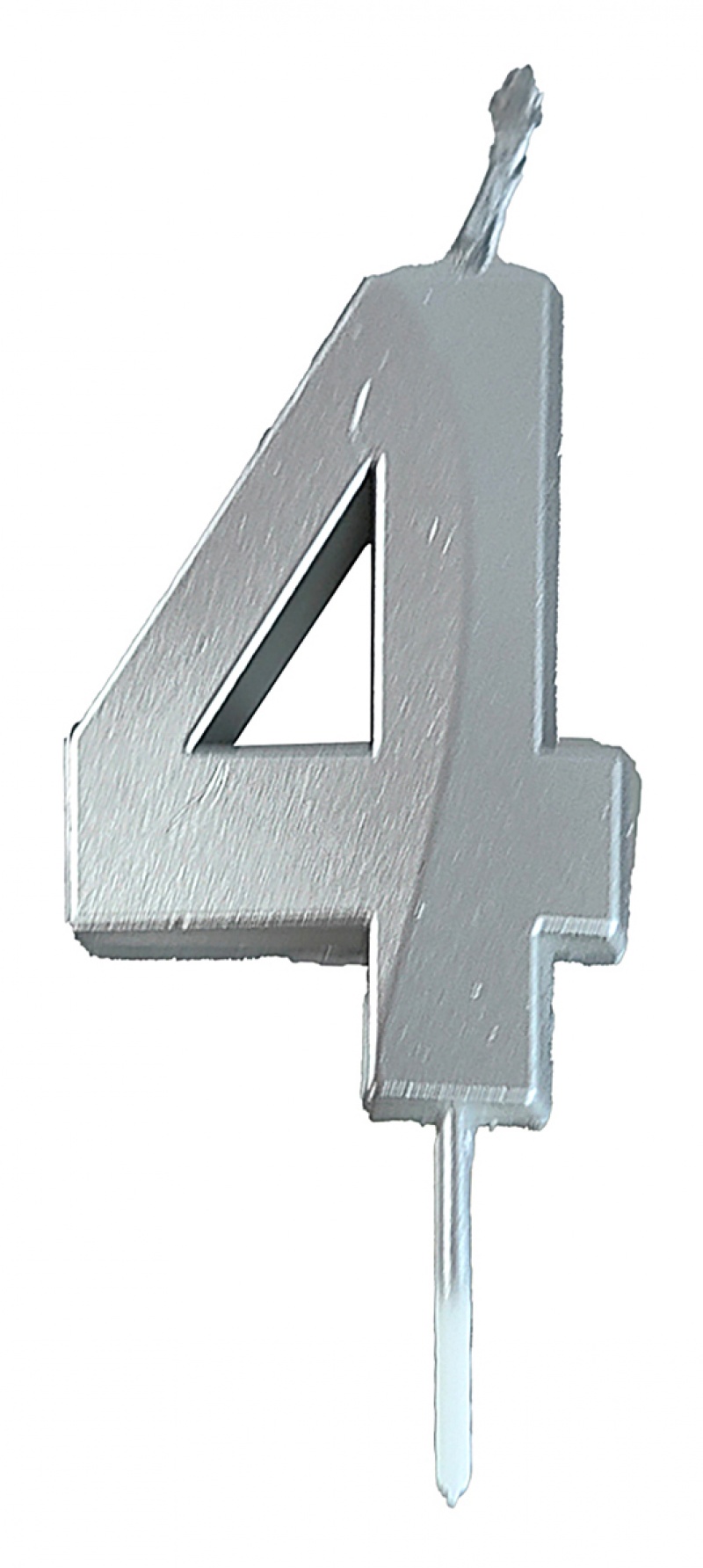 Świeczka PARTY GO, cyfra 4, 4,8cm, srebrna, Okolicznościowe, Gadżety