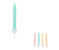 Świeczki na tort PARTY GO, 7cm, 10 szt., mix kolor&oacute;w, Okolicznościowe, Gadżety