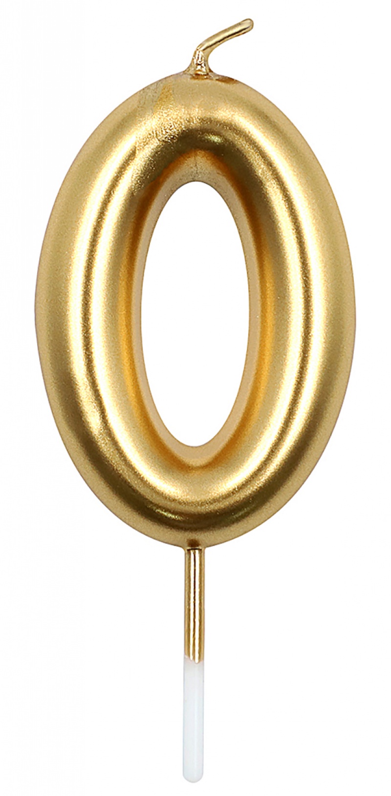 Świeczka PARTY GO, cyfra 0, 6cm, złota, Okolicznościowe, Gadżety