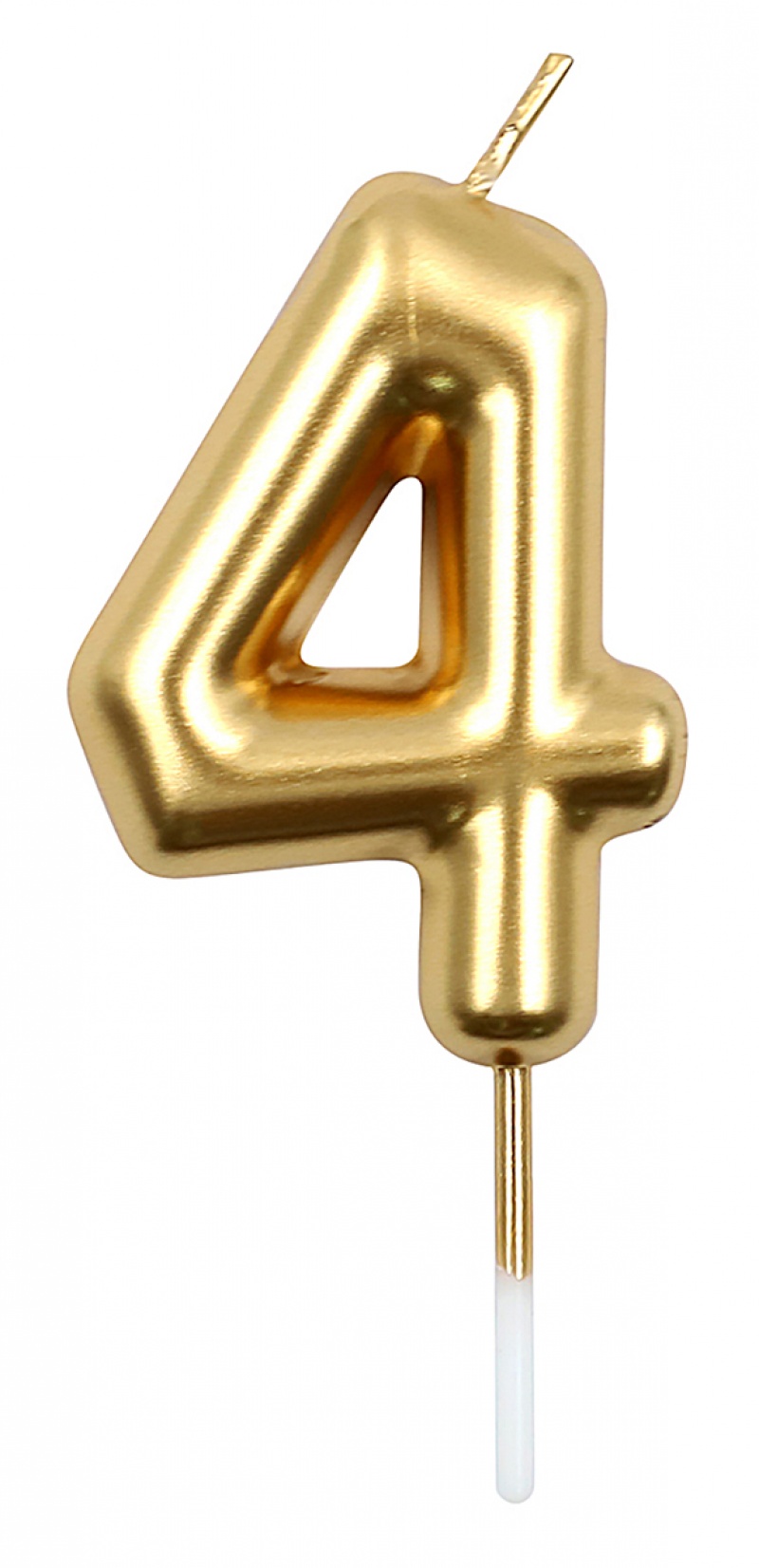 Świeczka PARTY GO, cyfra 4, 6cm, złota, Okolicznościowe, Gadżety