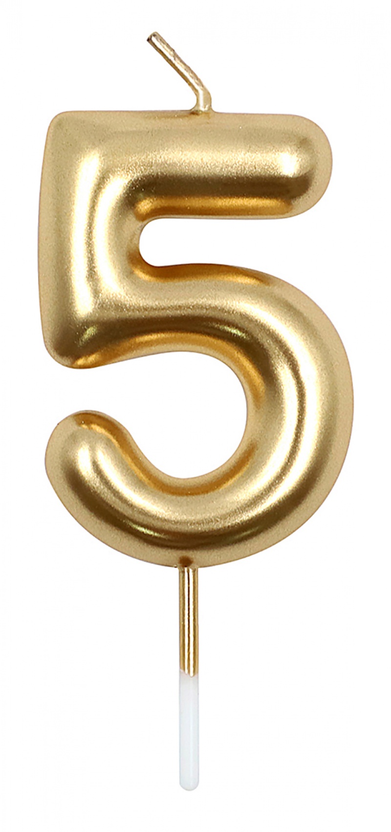 Świeczka PARTY GO, cyfra 5, 6cm, złota, Okolicznościowe, Gadżety