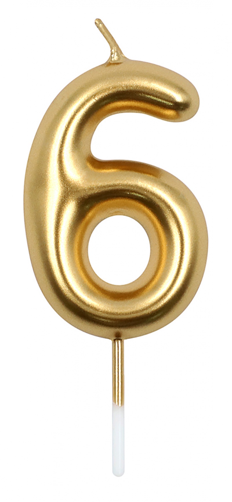 Świeczka PARTY GO, cyfra 6, 6cm, złota, Okolicznościowe, Gadżety