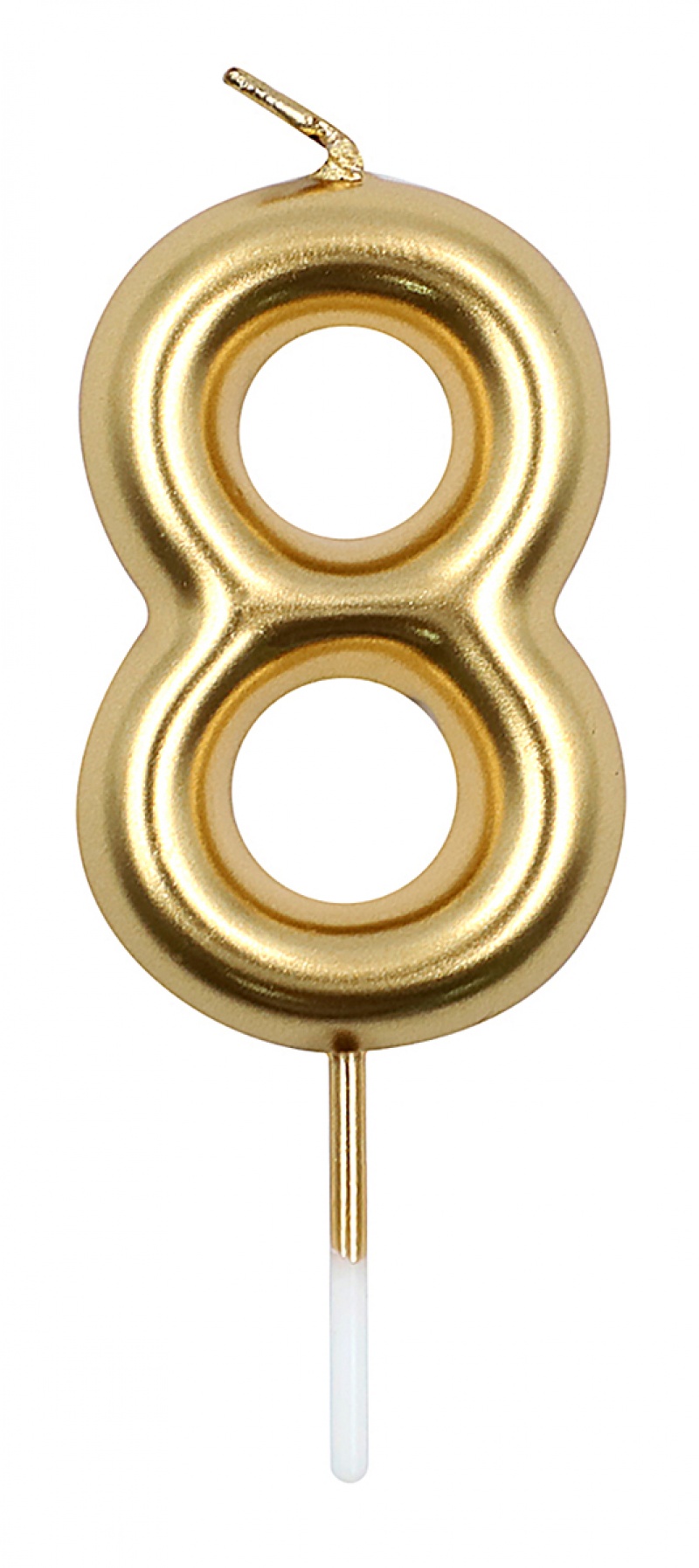 Świeczka PARTY GO, cyfra 8, 6cm, złota, Okolicznościowe, Gadżety