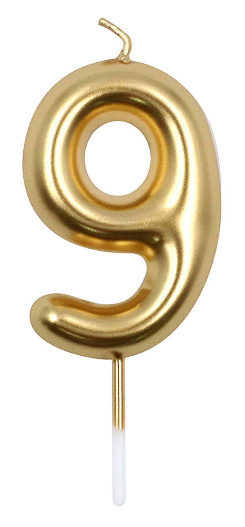 Świeczka PARTY GO, cyfra 9, 6cm, złota, Okolicznościowe, Gadżety