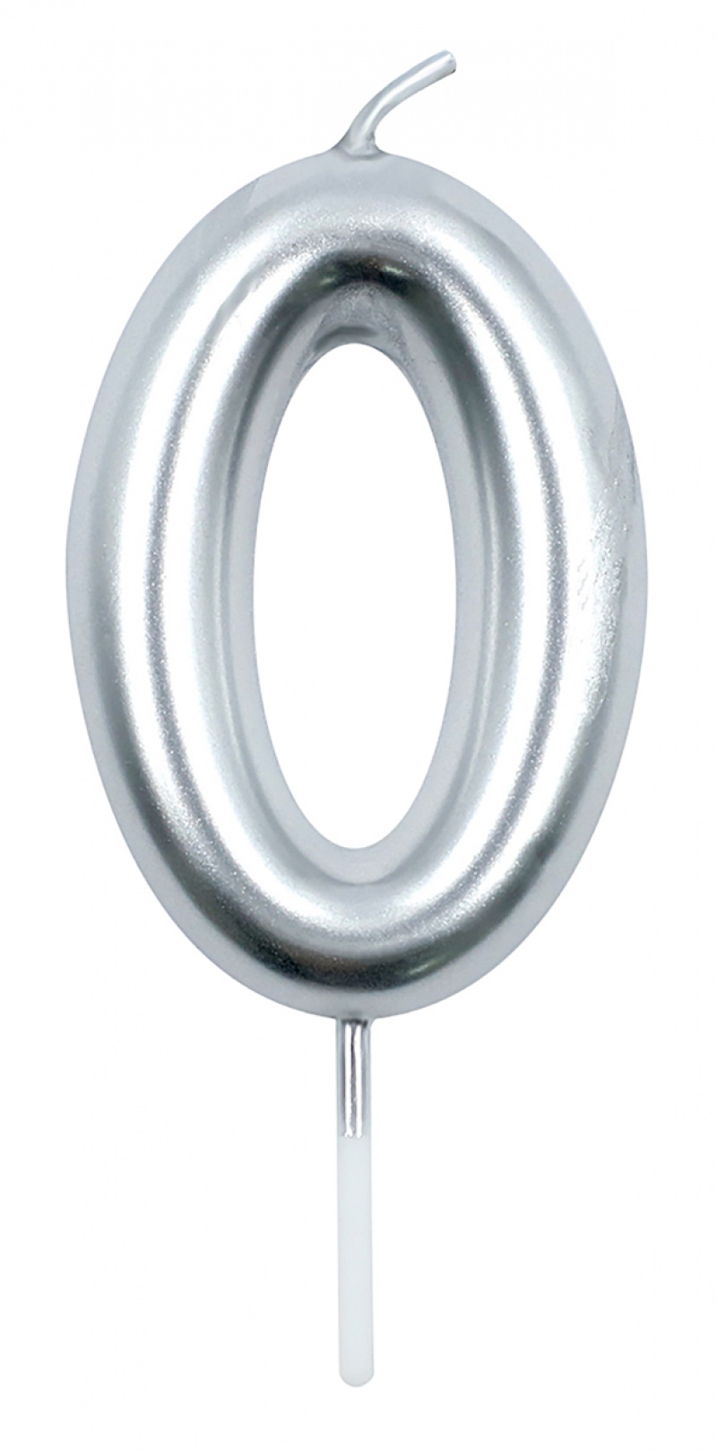 Świeczka PARTY GO, cyfra 0, 6cm, srebrna, Okolicznościowe, Gadżety