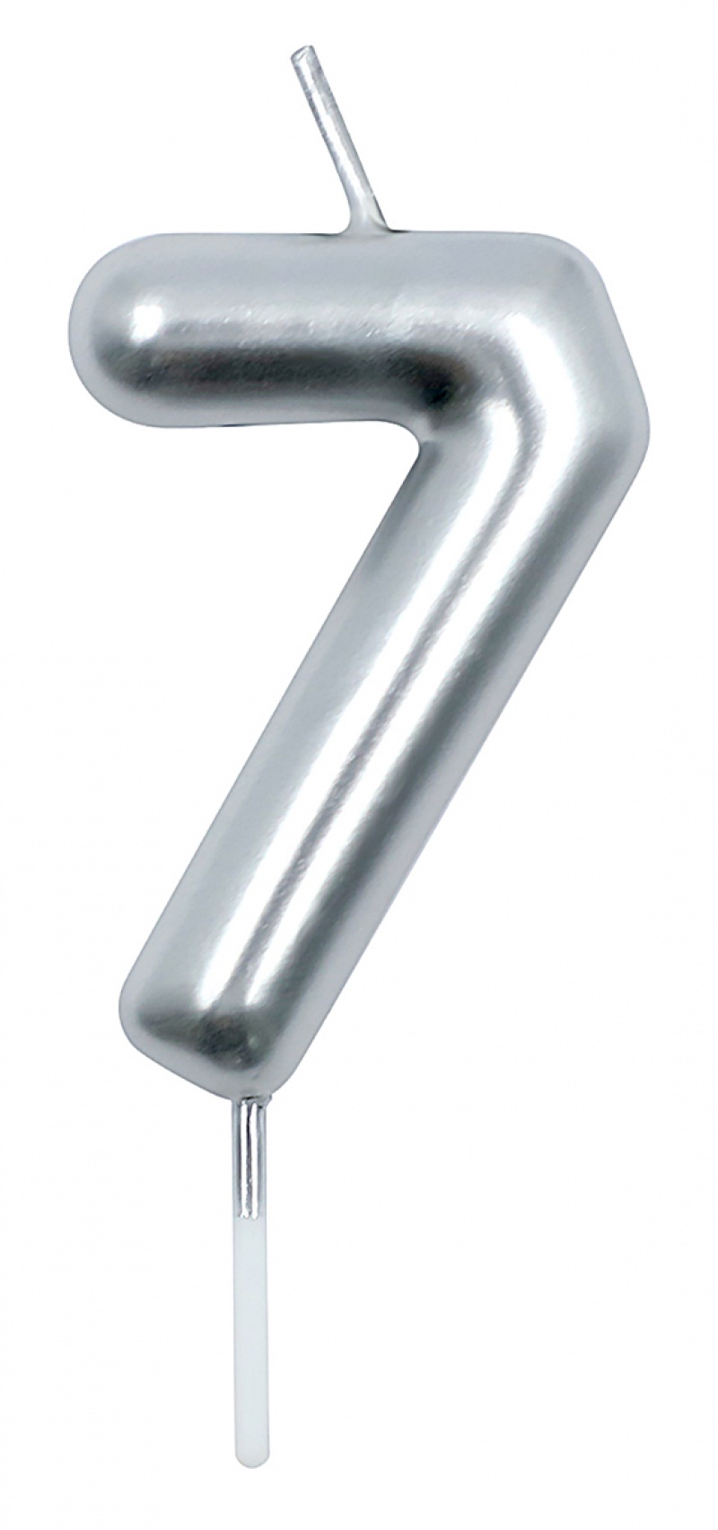 Świeczka PARTY GO, cyfra 7, 6cm, srebrna, Okolicznościowe, Gadżety