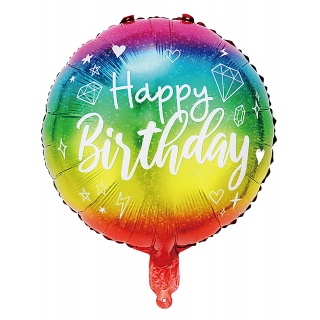 Balon PARTY GO Happy Birthday, 45cm, 1 szt., mix kolor&oacute;w, Okolicznościowe, Gadżety