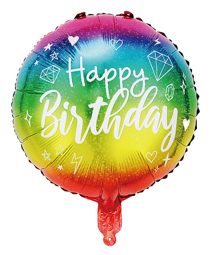 Balon PARTY GO Happy Birthday, 45cm, 1 szt., mix kolor&oacute;w, Okolicznościowe, Gadżety
