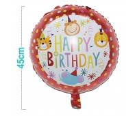 Balon PARTY GO Happy Birthday, animal, 45cm, 1 szt., mix kolor&oacute;w, Okolicznościowe, Gadżety