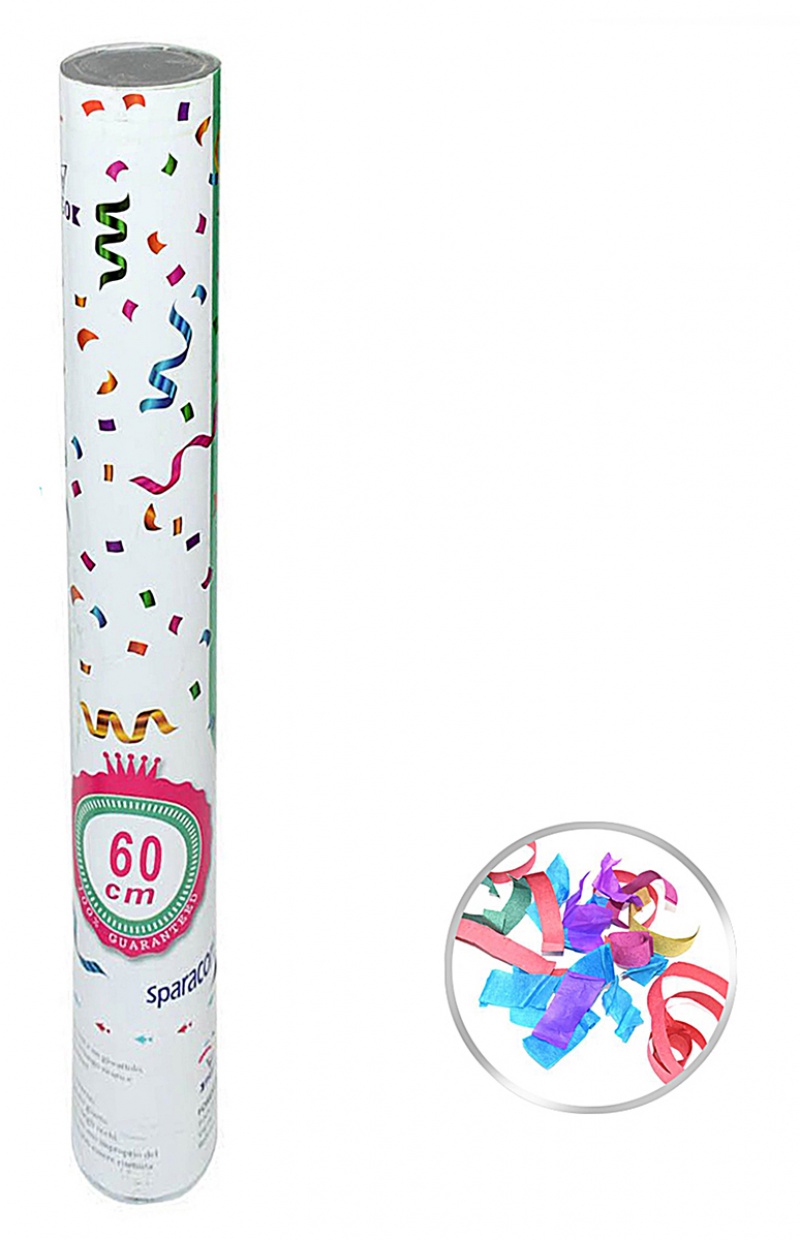 Tuba konfetti PARTY GO, 60cm, 12 szt,mix kolor&oacute;w, Okolicznościowe, Gadżety