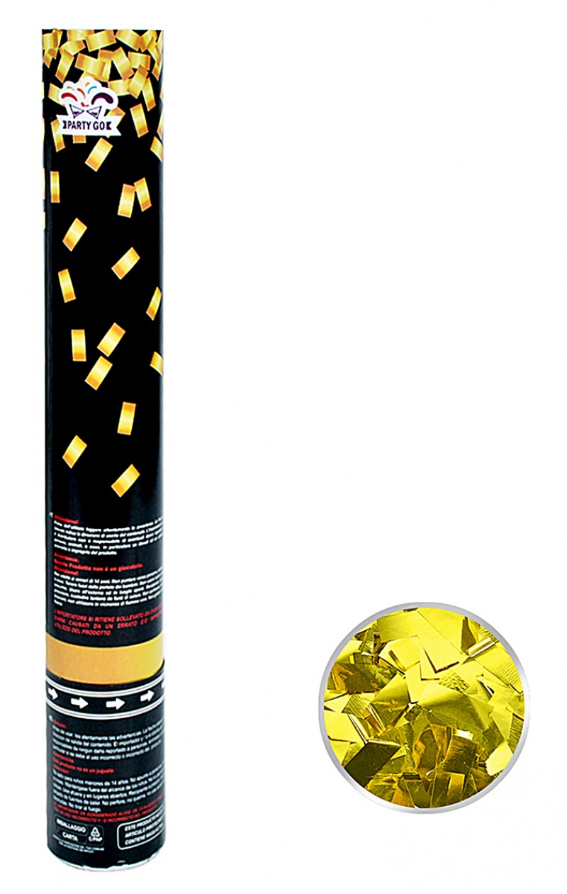 Tuba konfetti PARTY GO, 40cm, 12 szt., złote, Okolicznościowe, Gadżety