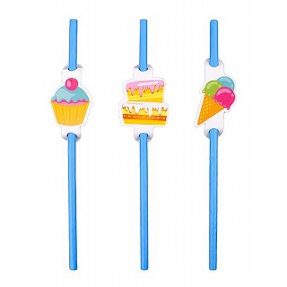 Słomki PARTY GO, 20cm, 6 szt., niebieskie, Okolicznościowe, Gadżety