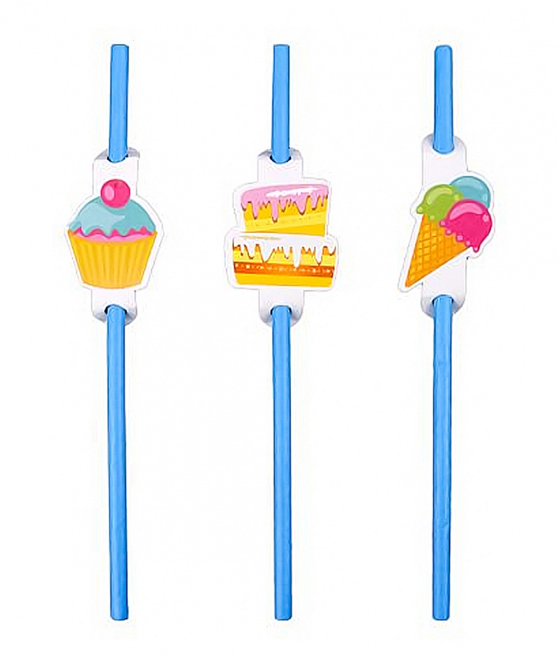 Słomki PARTY GO, 20cm, 6 szt., niebieskie, Okolicznościowe, Gadżety