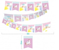 Girlanda PARTY GO Unicorn, 3m, r&oacute;żowa, Okolicznościowe, Gadżety