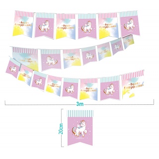 Girlanda PARTY GO Unicorn, 3m, r&oacute;żowa, Okolicznościowe, Gadżety