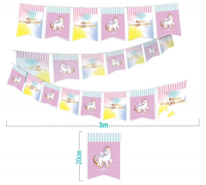 Girlanda PARTY GO Unicorn, 3m, r&oacute;żowa, Okolicznościowe, Gadżety