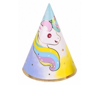 Czapka urodzinowa PARTY GO Unicorn, 20cm, 6 szt., mix kolor&oacute;w, Okolicznościowe, Gadżety