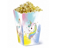 Pudełko na popcorn PARTY GO Unicorn, 11,5x14,5cm, 6 szt., r&oacute;żowe, Okolicznościowe, Gadżety