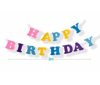 Girlanda papierowa PARTY GO Happy Birthday, 3m, mix kolor&oacute;w, Okolicznościowe, Gadżety