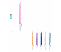 Świeczki na tort PARTY GO, 8cm, 12 szt., mix kolor&oacute;w, Okolicznościowe, Gadżety