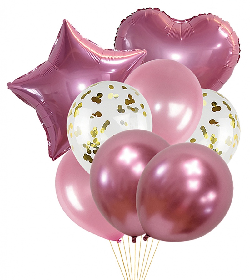 Zestaw balon&oacute;w PARTY GO, 45cm, 8 szt., r&oacute;żowe, Okolicznościowe, Gadżety