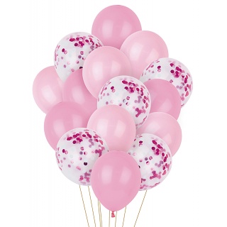 Zestaw balon&oacute;w PARTY GO, 25-30cm, 15 szt., r&oacute;żowe, Okolicznościowe, Gadżety