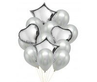 Zestaw balon&oacute;w PARTY GO, 25-45cm, 14 szt., srebrne, Okolicznościowe, Gadżety