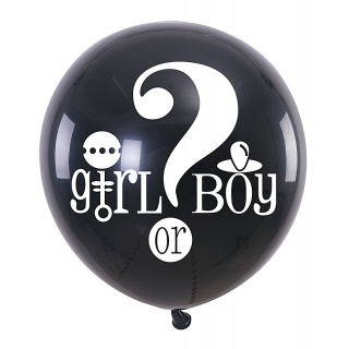 Balon z konfetti PARTY GO Girl Or Boy, 90cm, czarny, Okolicznościowe, Gadżety