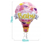 Balon PARTY GO Welcome Baby, 79cm, 1 szt., r&oacute;żowy, Okolicznościowe, Gadżety