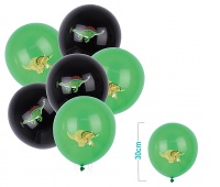 Zestaw balon&oacute;w PARTY GO Dinozaury, 30cm, 6 szt., zielono-czarny, Okolicznościowe, Gadżety