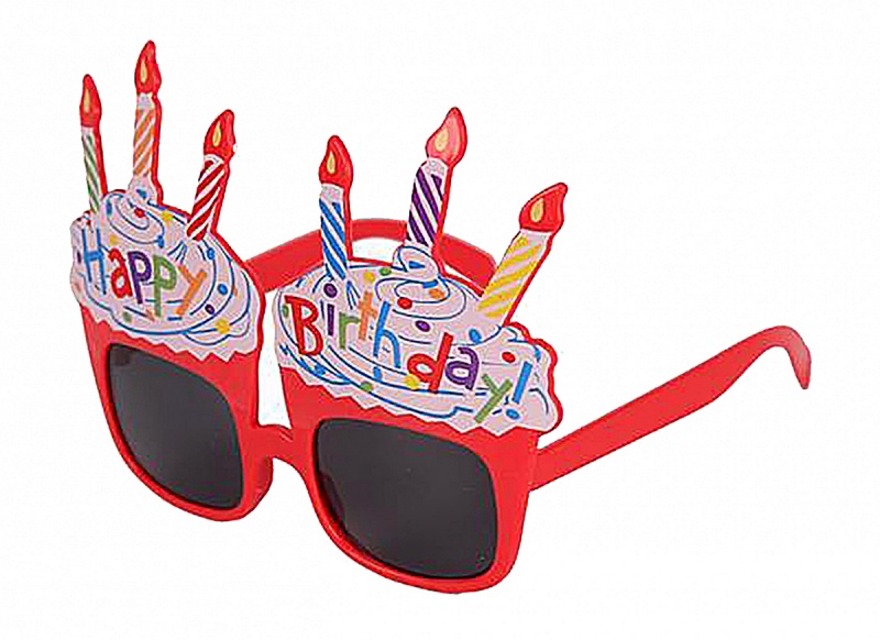 Okulary PARTY GO Happy Birthday, 15cm, mix kolor&oacute;w, Okolicznościowe, Gadżety