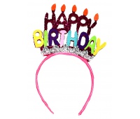 Opaska PARTY GO Happy Birthday, 24cm, 1 szt., mix kolor&oacute;w, Okolicznościowe, Gadżety