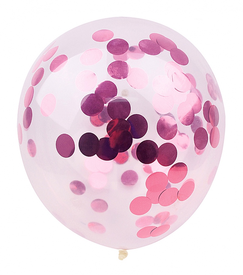 Zestaw balon&oacute;w z konfetti PARTY GO, 30cm, 6 szt., r&oacute;żowe, Okolicznościowe, Gadżety