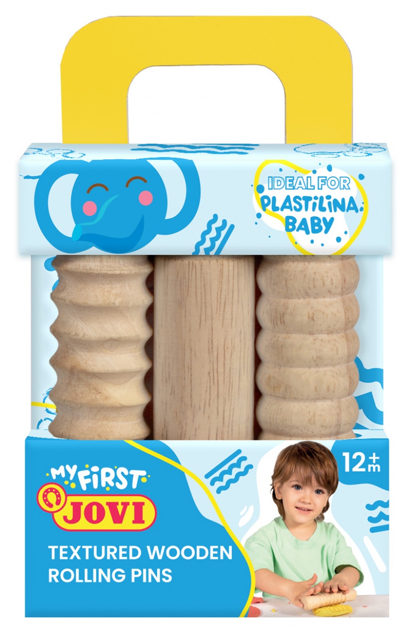 Wałki do plasteliny JOVI dla dzieci, zestaw 3 szt., mix kształt&oacute;w, drewniane, Produkty kreatywne, Artykuły szkolne