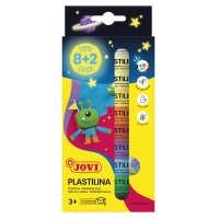 Zestaw plasteliny JOVI, 10x15g, 8 kolor&oacute;w basic + 2 świecące w ciemności, mix kolor&oacute;w, Produkty kreatywne, Artykuły szkolne