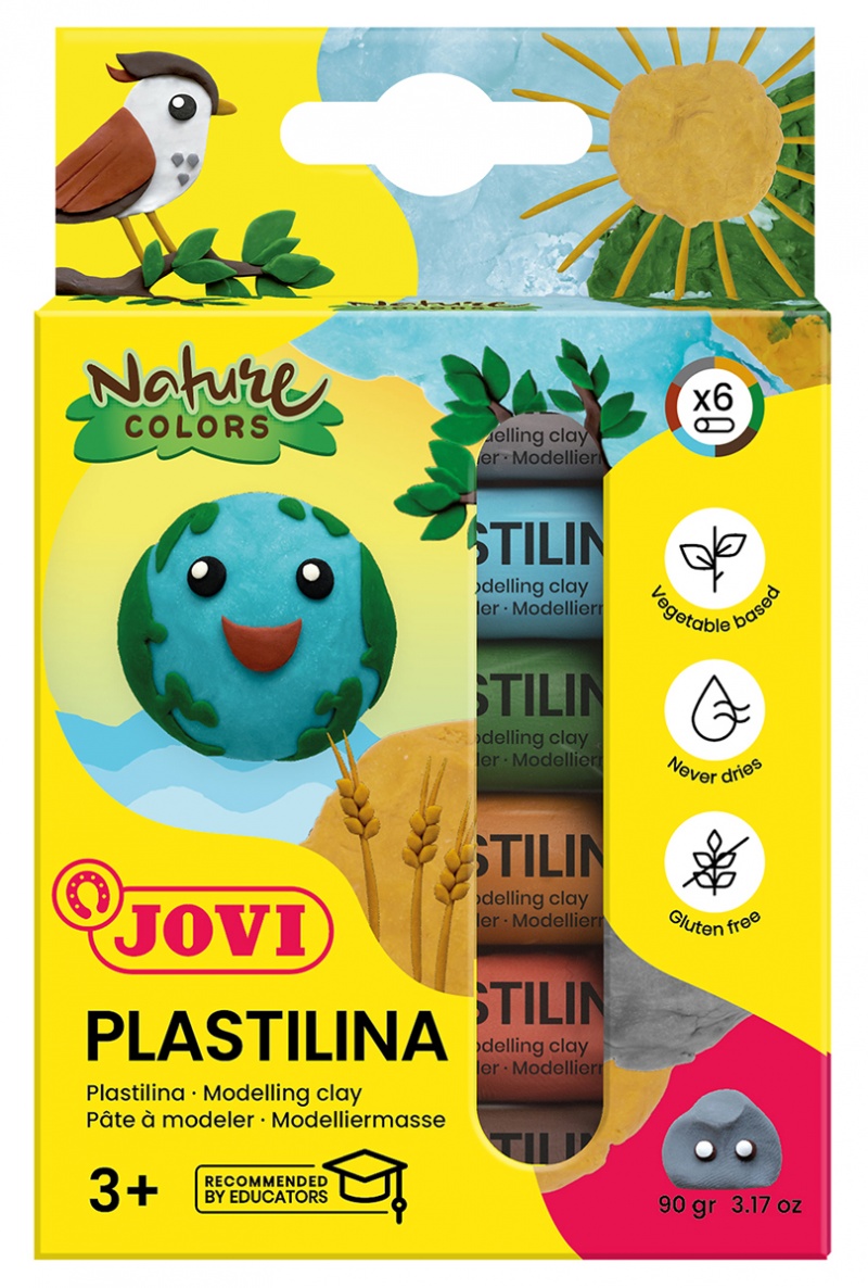 Zestaw plasteliny JOVI, 6x15g, kolory natury, mix kolor&oacute;w, Produkty kreatywne, Artykuły szkolne