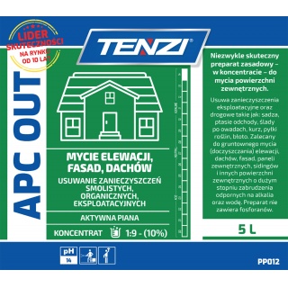 Koncentrat do mycia fasad, elewacji, taras&oacute;w TENZI, Apc Out, 5l, Środki czyszczące, Artykuły higieniczne i dozowniki