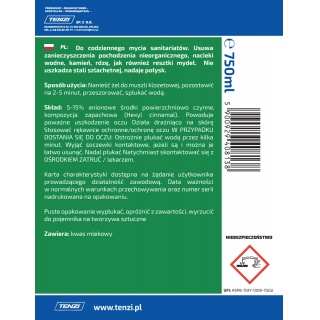 Żel do mycia i sanifakcji sanitariat&oacute;w TENZI, 0,75l, Środki czyszczące, Artykuły higieniczne i dozowniki