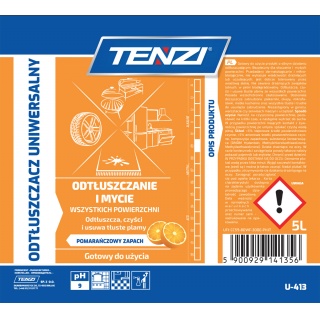 Uniwersalny preparat do usuwania tłuszczu TENZI, zapach pomarańczy, 5l, Środki czyszczące, Artykuły higieniczne i dozowniki