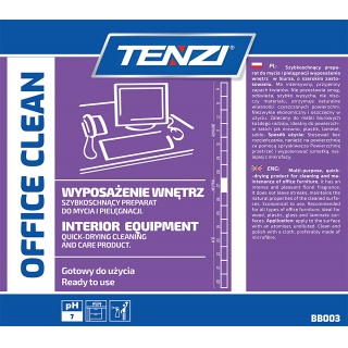 Szybkoschnący płyn do mycia i pielęgnacji mebli TENZI, Office Clean, 5l, Środki czyszczące, Artykuły higieniczne i dozowniki