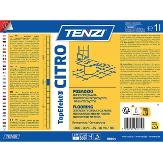 Neutralny płyn do mycia posadzek TENZI, Topefekt, zapach cytrusowy, Citro, 1l, Środki czyszczące, Artykuły higieniczne i dozowniki