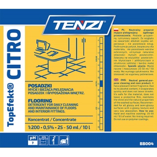Neutralny płyn do mycia posadzek TENZI, Topefekt, zapach cytrusowy, Citro, 5l, Środki czyszczące, Artykuły higieniczne i dozowniki