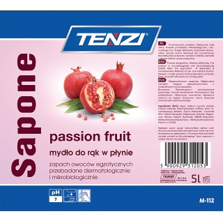 Delikatne mydło w płynie TENZI, zapach owocowy, Sapone Passion Fruit, 5l, Mydła i dozowniki, Artykuły higieniczne i dozowniki