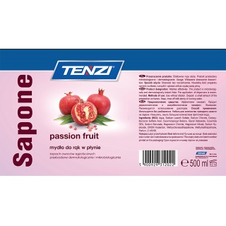 Delikatne mydło w płynie TENZI, zapach owocowy, Sapone Passion Fruit, 0,5l, Mydła i dozowniki, Artykuły higieniczne i dozowniki