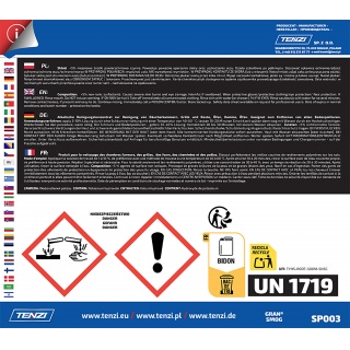 Koncentrat do usuwania tłuszczu, sadzy, smoły TENZI, Gran Smog, 5l, Środki czyszczące, Artykuły higieniczne i dozowniki