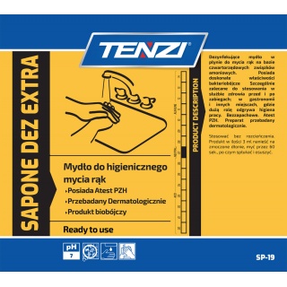 Mydło w płynie biob&oacute;jcze TENZI, bezzapachowe, Sapone Dez Extra, 5l, Mydła i dozowniki, Artykuły higieniczne i dozowniki